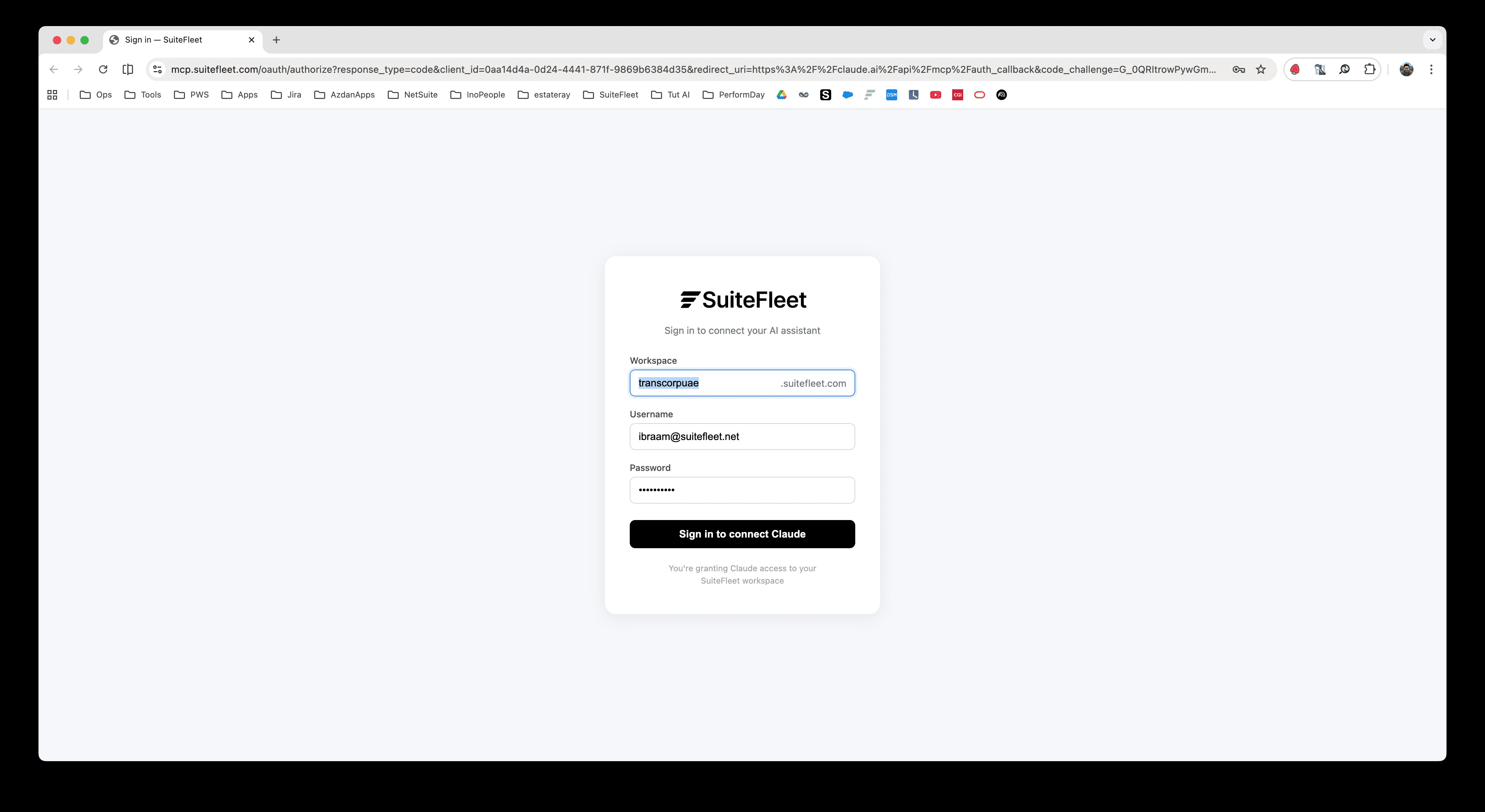 SuiteFleet connector listed with Connect button